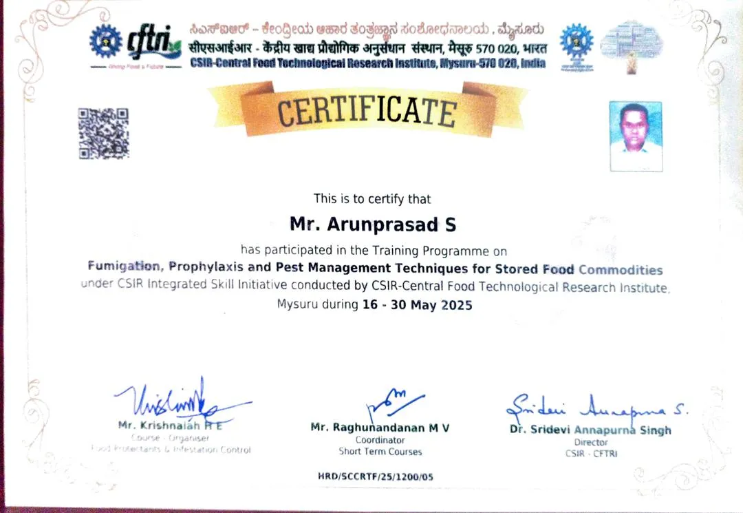 CFTRI Certificate