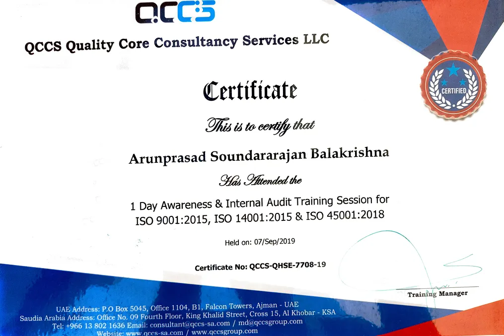 QCCS Certificate